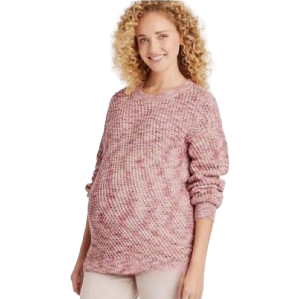Isabel‎ Maternity Crew Neck Waffle Knit Pullover Sweater